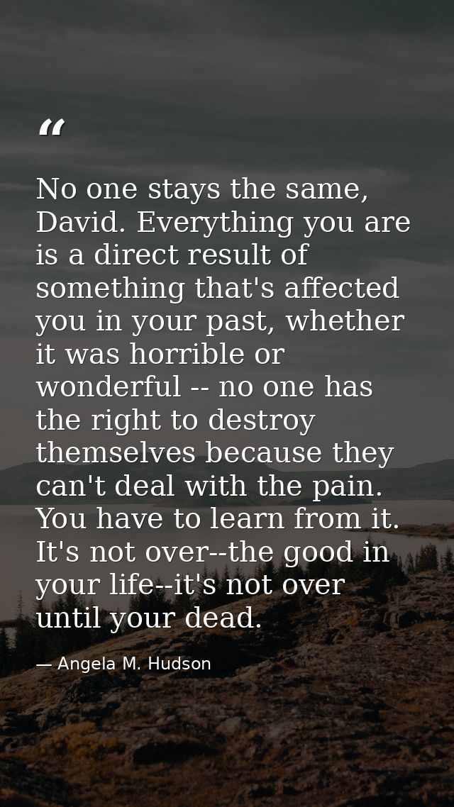 No one stays the same, David. Everything you are is a direct result of something that's affected you in your past, wheth — Angela M. Hudson