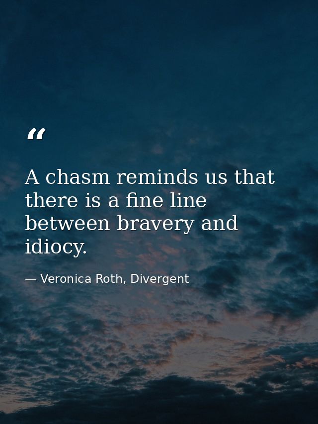 A chasm reminds us that there is a fine line between bravery and idiocy. — Veronica Roth, Divergent