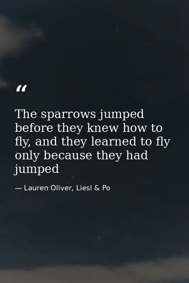 The sparrows jumped before they knew how to fly, and they learned to fly only because they had jumped — Lauren Oliver, Liesl & Po
