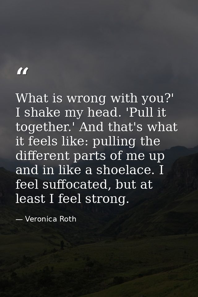 What is wrong with you?' I shake my head. 'Pull it together.' And that's what it feels like: pulling the different parts — Veronica Roth