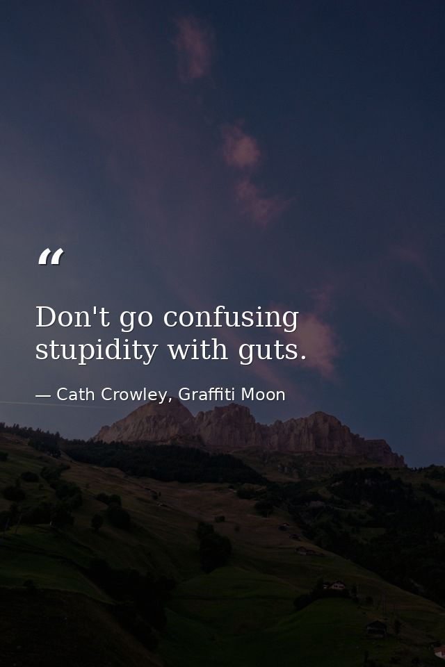 Don't go confusing stupidity with guts. — Cath Crowley, Graffiti Moon