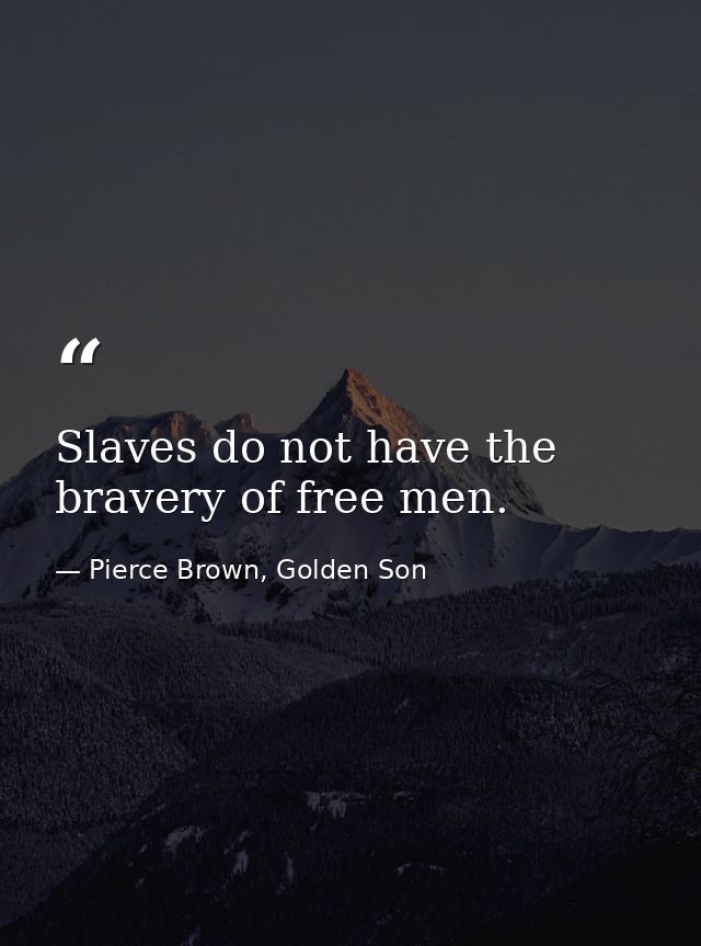 Slaves do not have the bravery of free men. — Pierce Brown, Golden Son