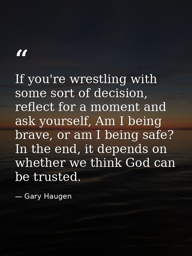 If you're wrestling with some sort of decision, reflect for a moment and ask yourself, Am I being brave, or am I being s — Gary Haugen