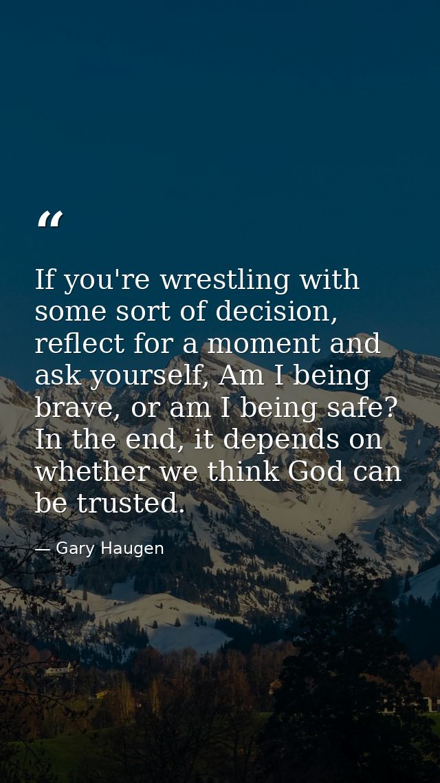 If you're wrestling with some sort of decision, reflect for a moment and ask yourself, Am I being brave, or am I being s — Gary Haugen