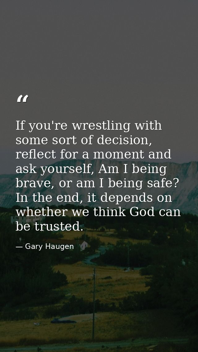 If you're wrestling with some sort of decision, reflect for a moment and ask yourself, Am I being brave, or am I being s — Gary Haugen