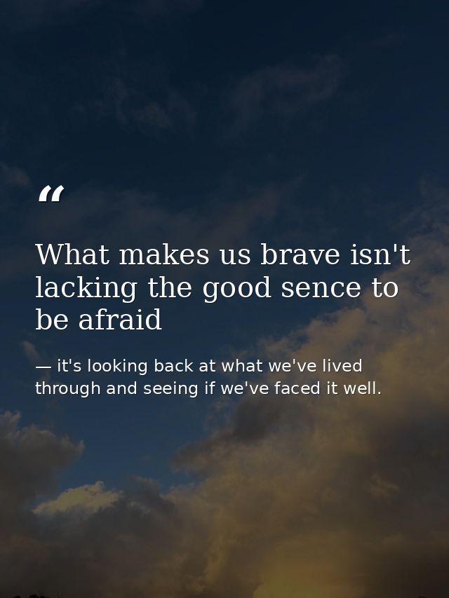 What makes us brave isn't lacking the good sence to be afraid — it's looking back at what we've lived through and seeing if we've faced it well.