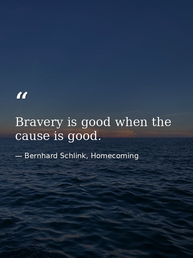 Bravery is good when the cause is good. — Bernhard Schlink, Homecoming