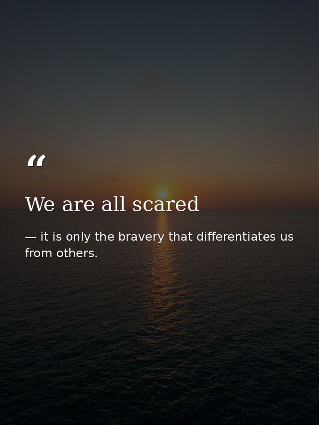 We are all scared — it is only the bravery that differentiates us from others.