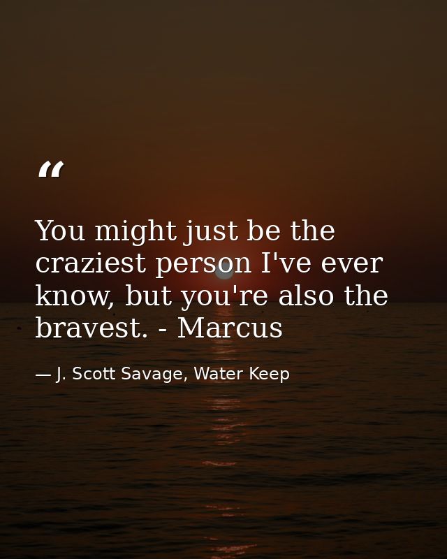 You might just be the craziest person I've ever know, but you're also the bravest. - Marcus — J. Scott Savage, Water Keep