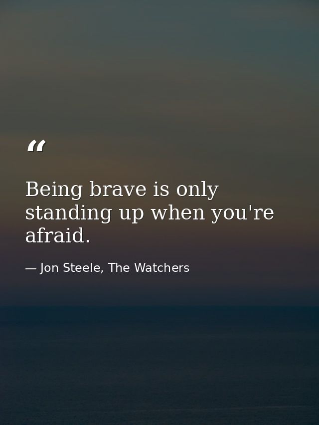 Being brave is only standing up when you're afraid. — Jon Steele, The Watchers