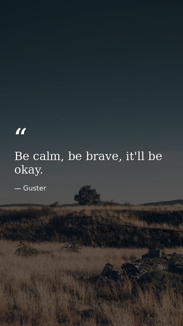 Be calm, be brave, it'll be okay. — Guster