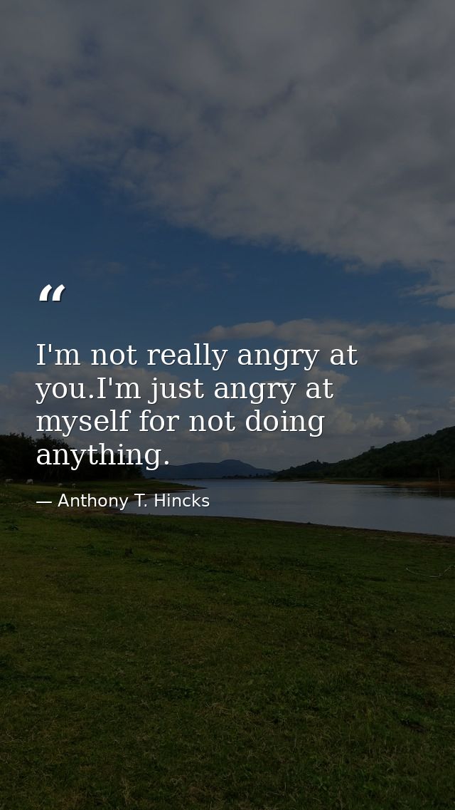 I'm not really angry at you.I'm just angry at myself for not doing anything. — Anthony T. Hincks