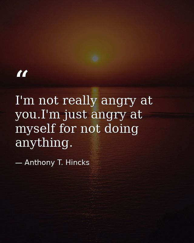 I'm not really angry at you.I'm just angry at myself for not doing anything. — Anthony T. Hincks