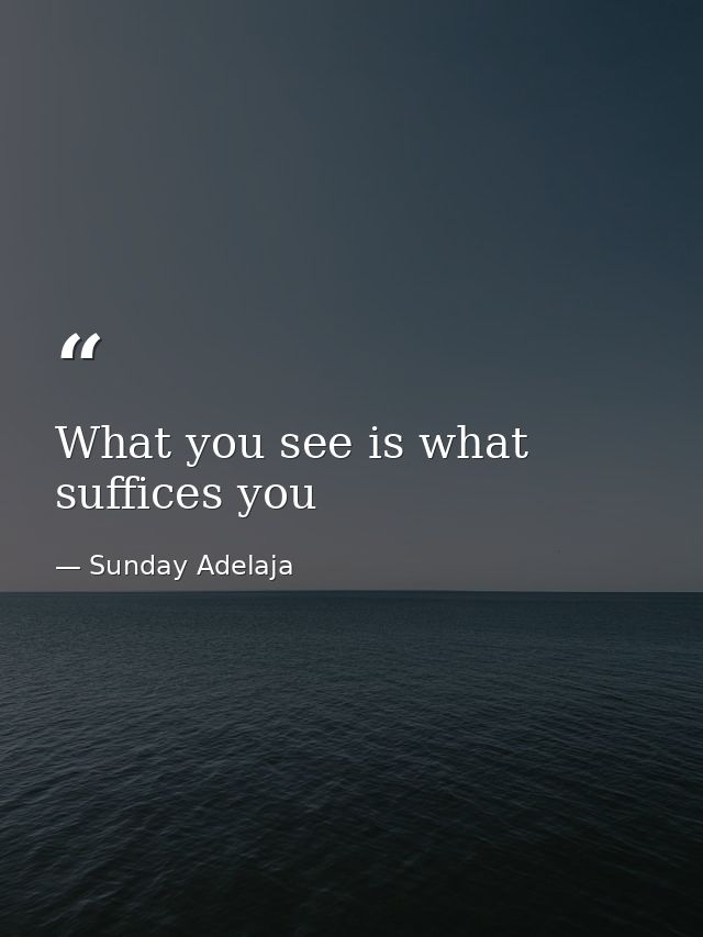 What you see is what suffices you — Sunday Adelaja