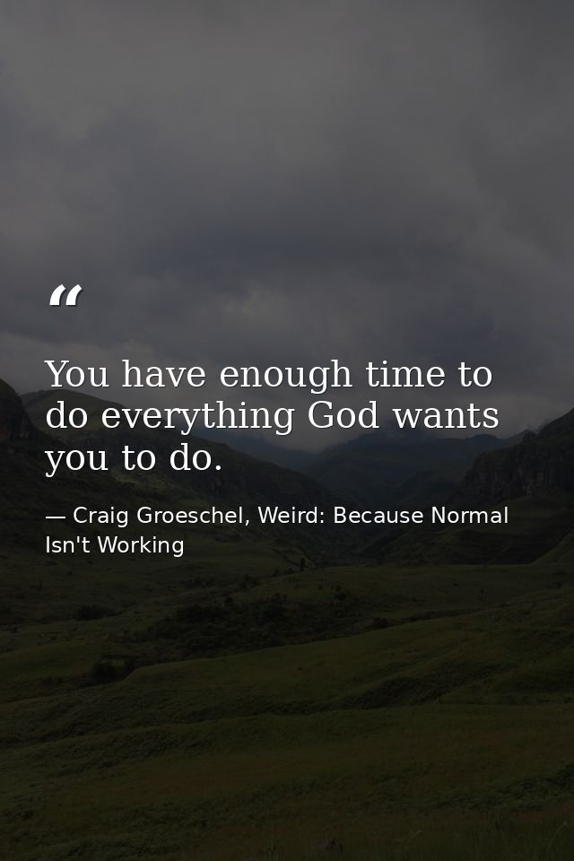 You have enough time to do everything God wants you to do. — Craig Groeschel, Weird: Because Normal Isn't Working