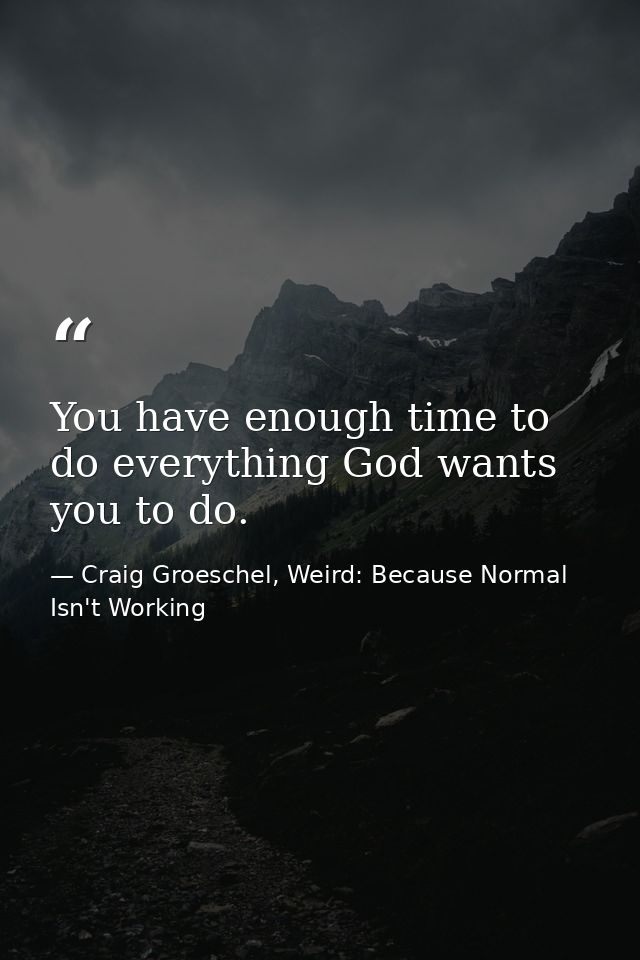 You have enough time to do everything God wants you to do. — Craig Groeschel, Weird: Because Normal Isn't Working