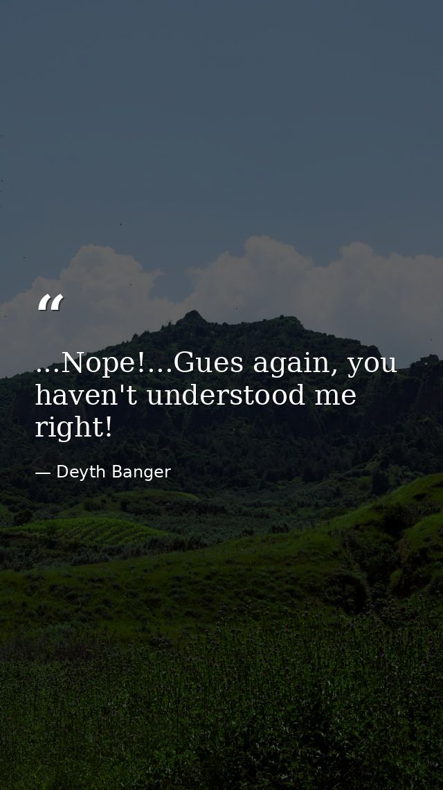 ...Nope!...Gues again, you haven't understood me right! — Deyth Banger