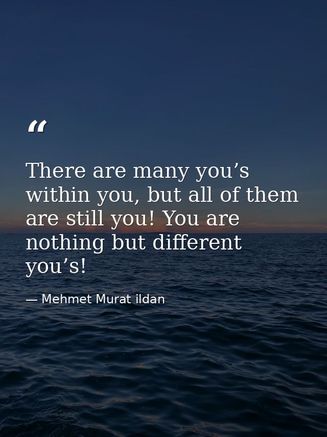 There are many you’s within you, but all of them are still you! You are nothing but different you’s! — Mehmet Murat ildan