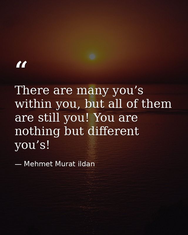 There are many you’s within you, but all of them are still you! You are nothing but different you’s! — Mehmet Murat ildan