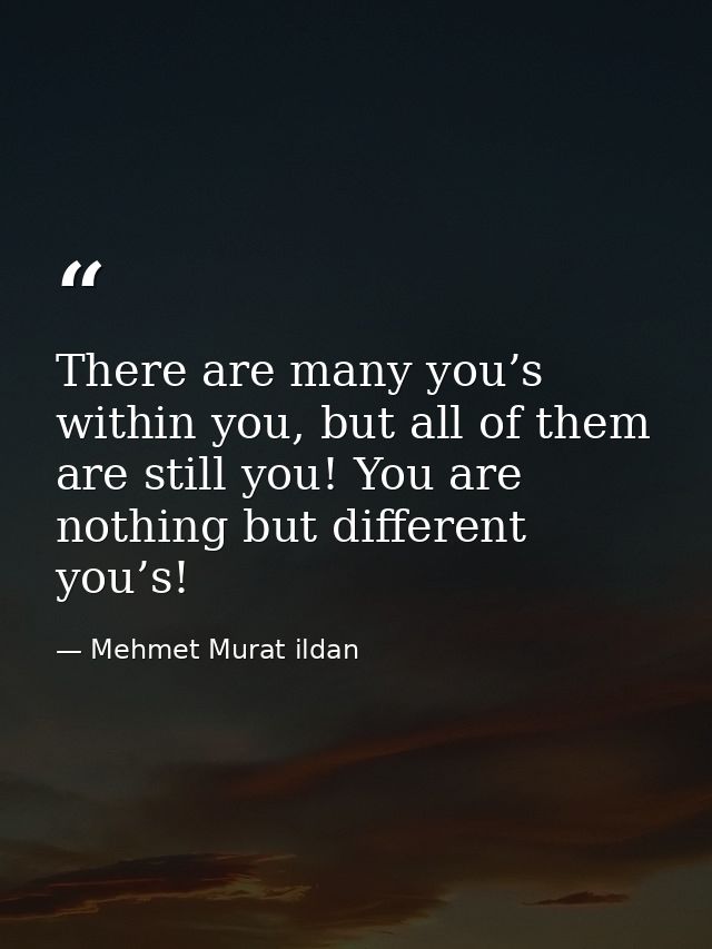 There are many you’s within you, but all of them are still you! You are nothing but different you’s! — Mehmet Murat ildan