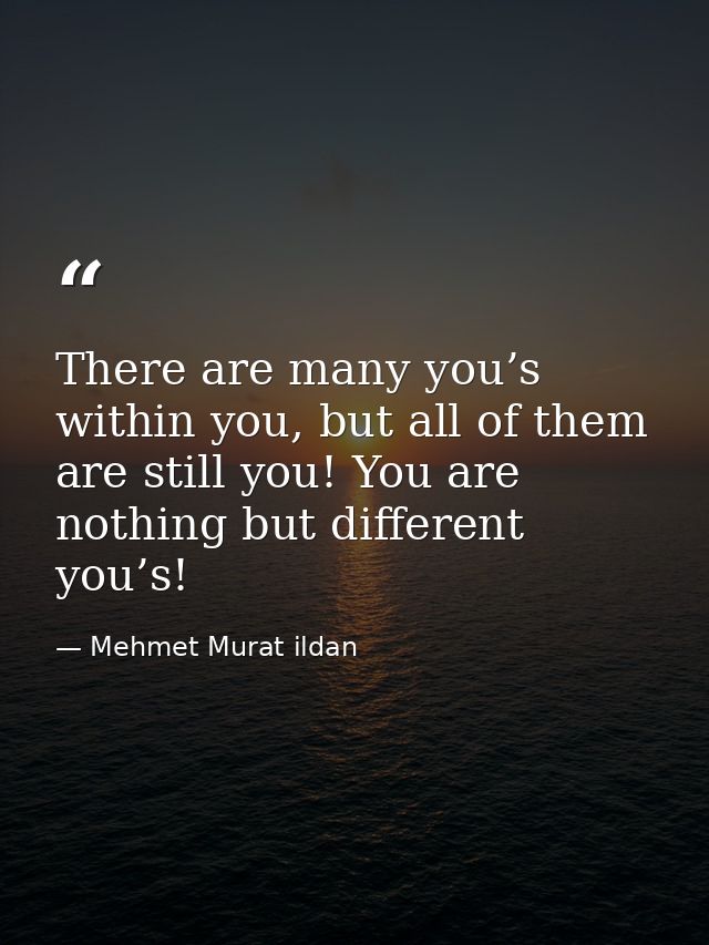 There are many you’s within you, but all of them are still you! You are nothing but different you’s! — Mehmet Murat ildan