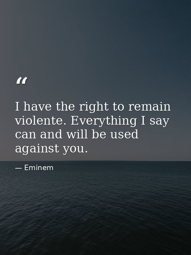 I have the right to remain violente. Everything I say can and will be used against you. — Eminem