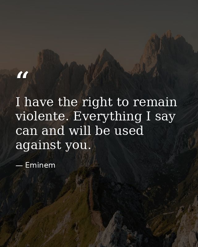 I have the right to remain violente. Everything I say can and will be used against you. — Eminem