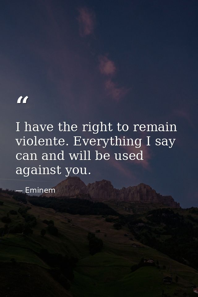 I have the right to remain violente. Everything I say can and will be used against you. — Eminem