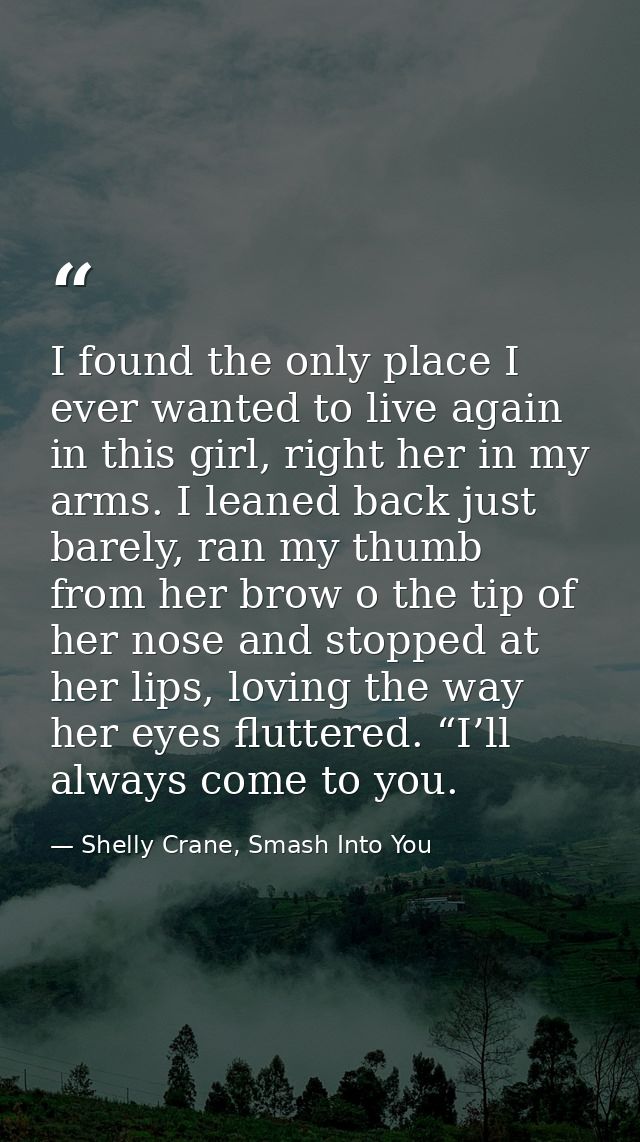 I found the only place I ever wanted to live again in this girl, right her in my arms. I leaned back just barely, ran my — Shelly Crane, Smash Into You