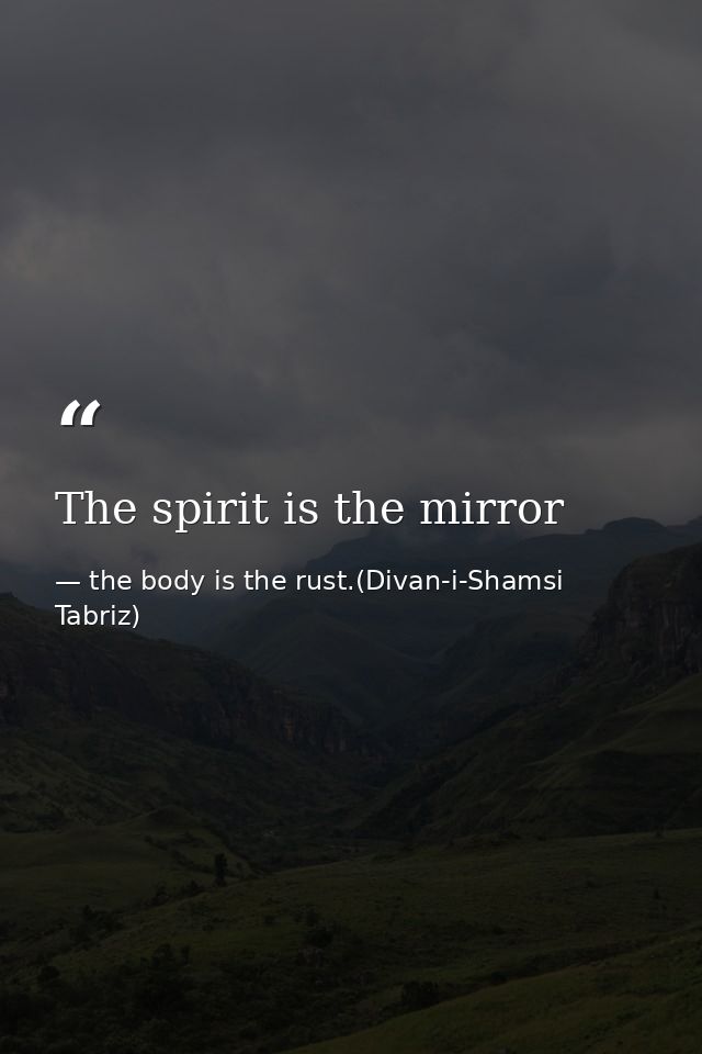 The spirit is the mirror — the body is the rust.(Divan-i-Shamsi Tabriz)