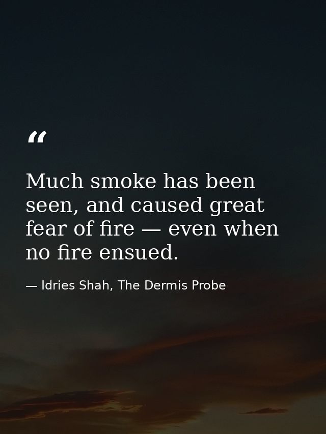 Much smoke has been seen, and caused great fear of fire — even when no fire ensued. — Idries Shah, The Dermis Probe