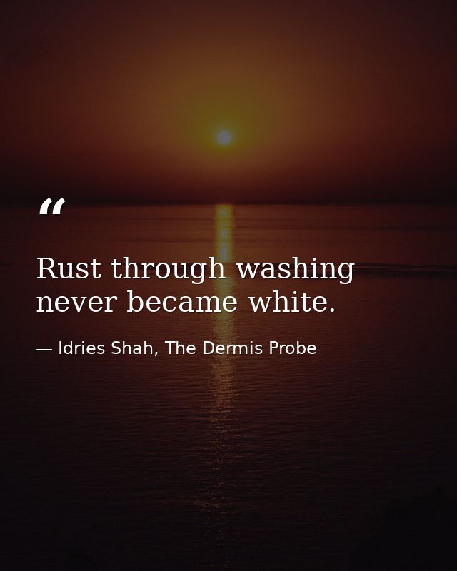 Rust through washing never became white. — Idries Shah, The Dermis Probe