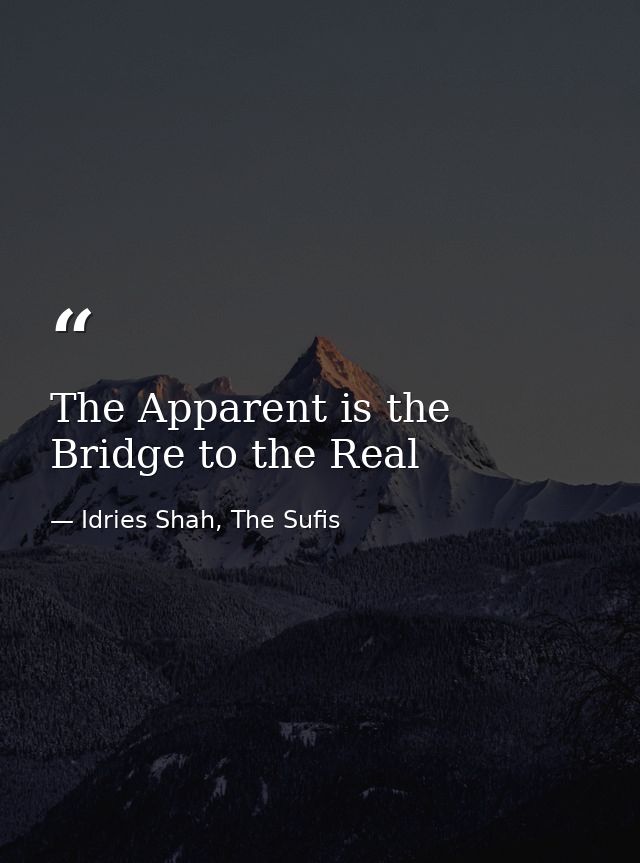 The Apparent is the Bridge to the Real — Idries Shah, The Sufis