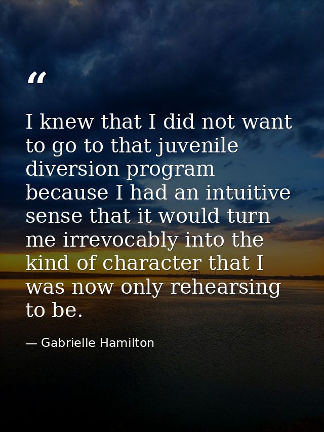 I knew that I did not want to go to that juvenile diversion program because I had an intuitive sense that it would turn  — Gabrielle Hamilton