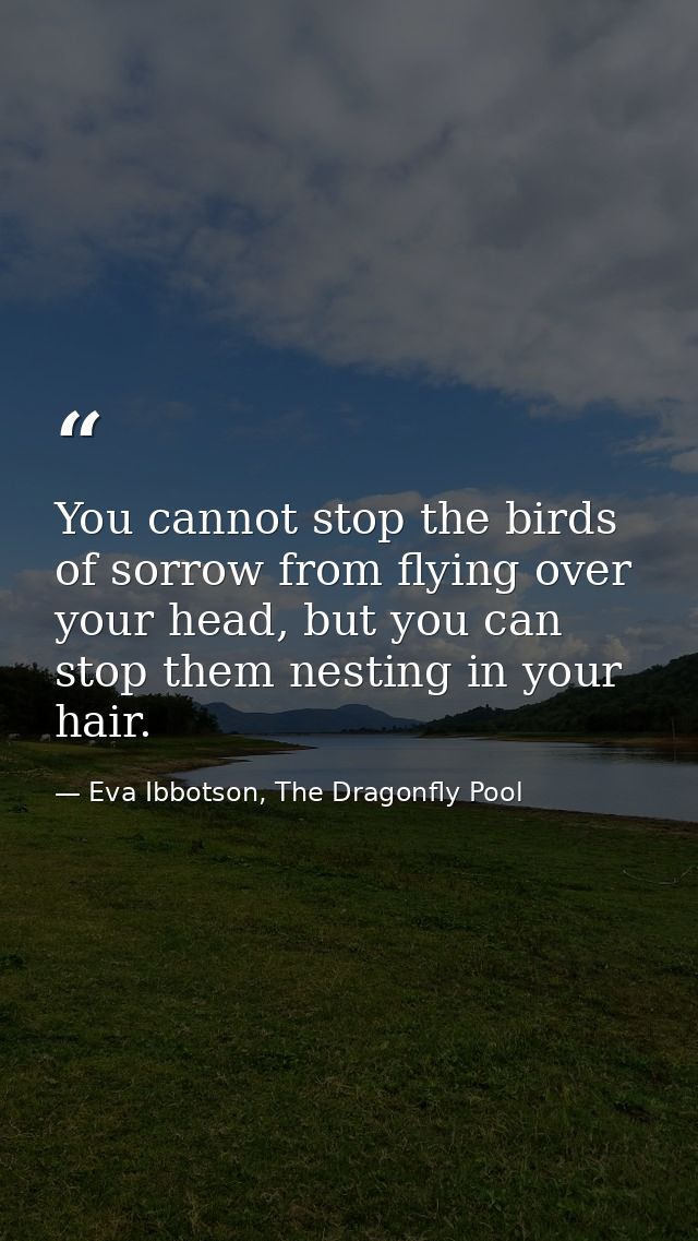 You cannot stop the birds of sorrow from flying over your head, but you can stop them nesting in your hair. — Eva Ibbotson, The Dragonfly Pool