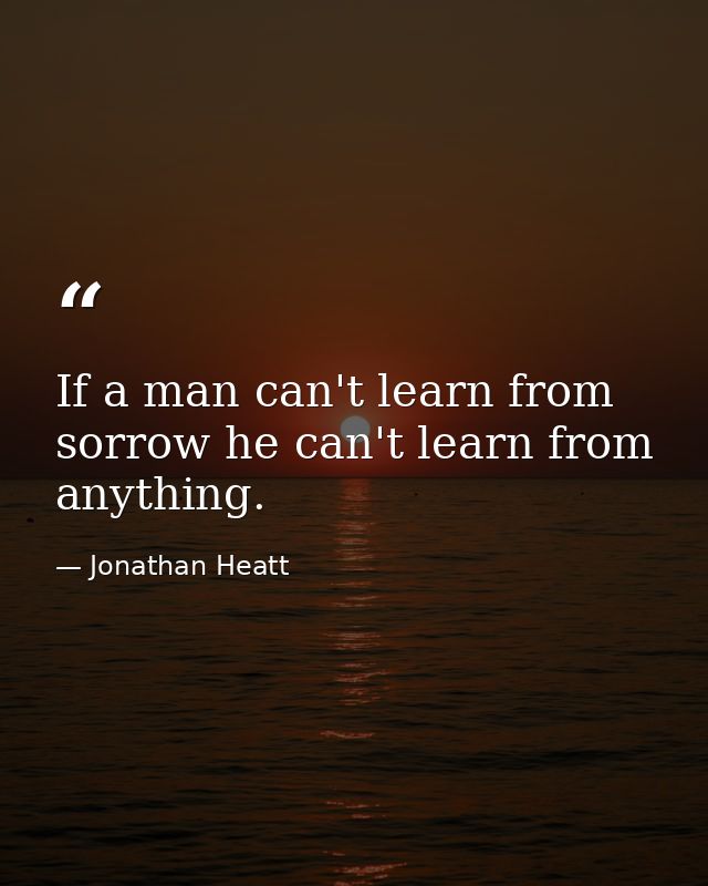 If a man can't learn from sorrow he can't learn from anything. — Jonathan Heatt