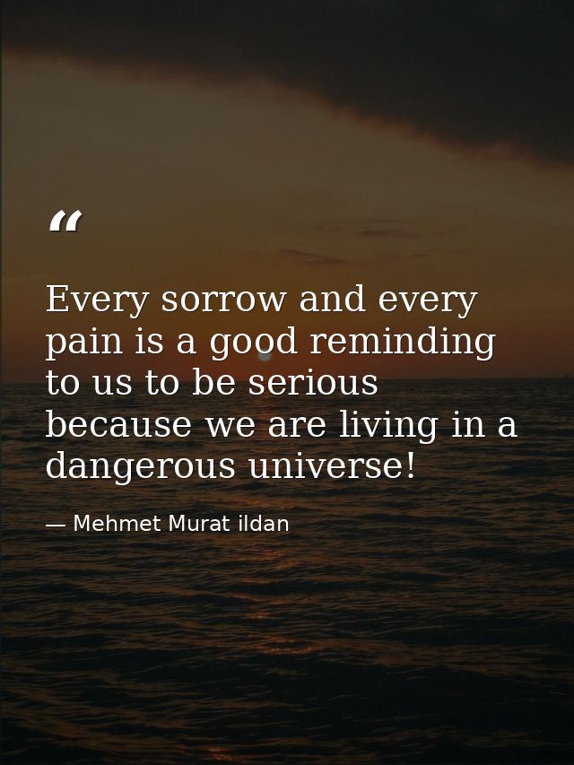 Every sorrow and every pain is a good reminding to us to be serious because we are living in a dangerous universe! — Mehmet Murat ildan