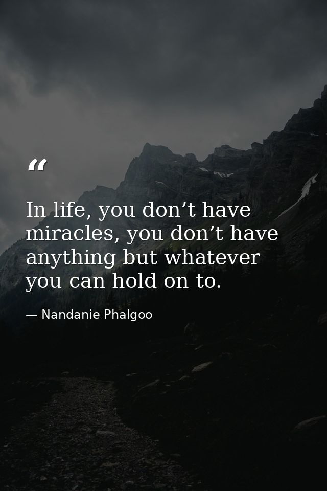 In life, you don’t have miracles, you don’t have anything but whatever you can hold on to. — Nandanie Phalgoo