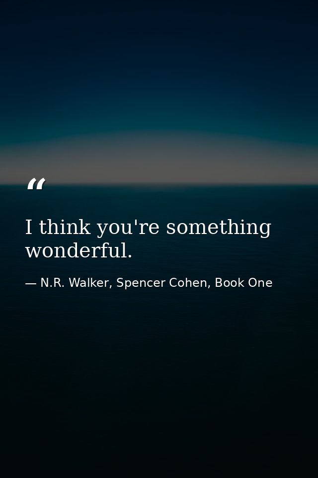 I think you're something wonderful. — N.R. Walker, Spencer Cohen, Book One