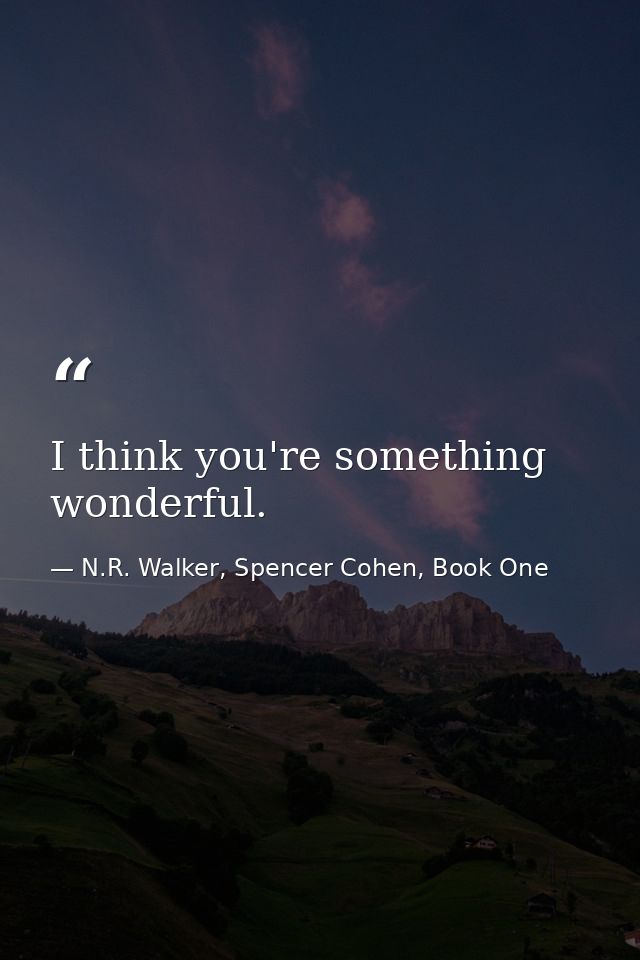 I think you're something wonderful. — N.R. Walker, Spencer Cohen, Book One
