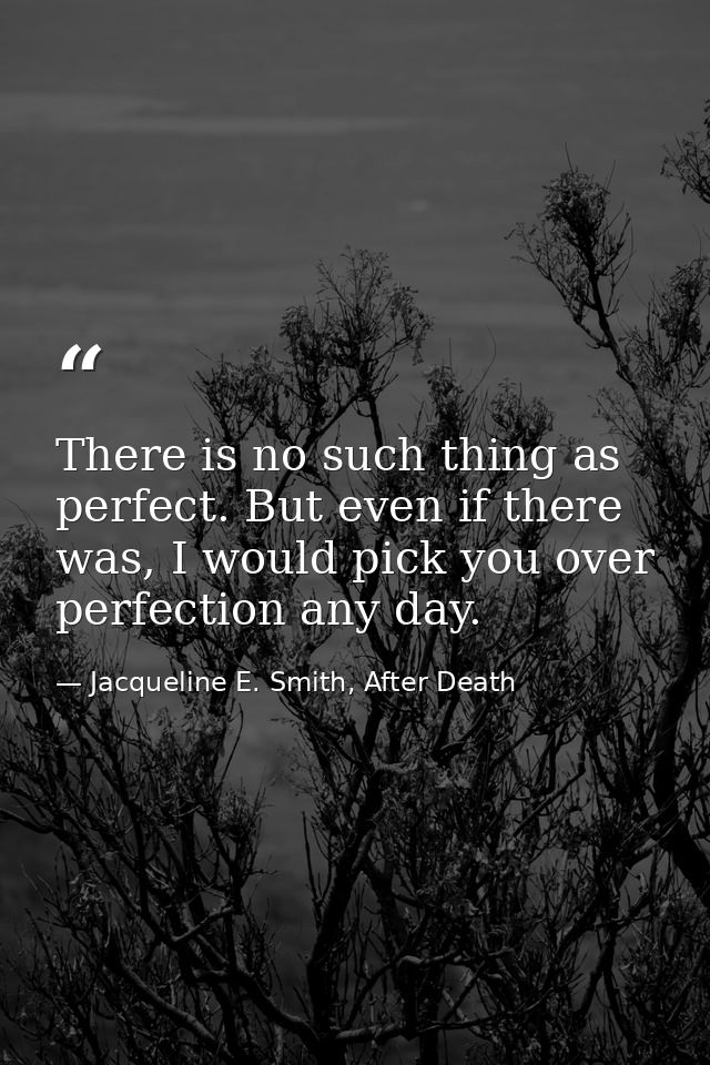 There is no such thing as perfect. But even if there was, I would pick you over perfection any day. — Jacqueline E. Smith, After Death