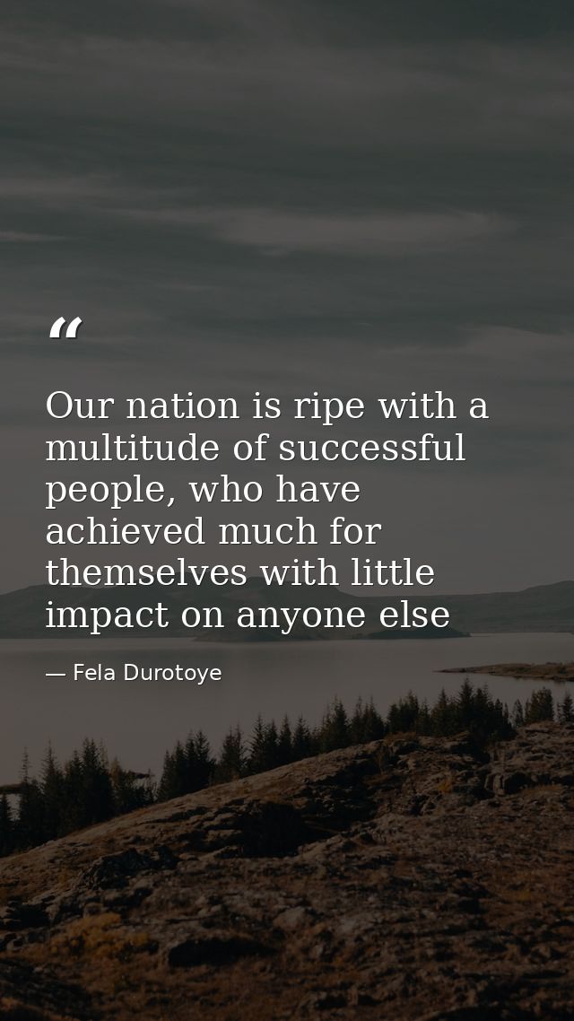 Our nation is ripe with a multitude of successful people, who have achieved much for themselves with little impact on an — Fela Durotoye