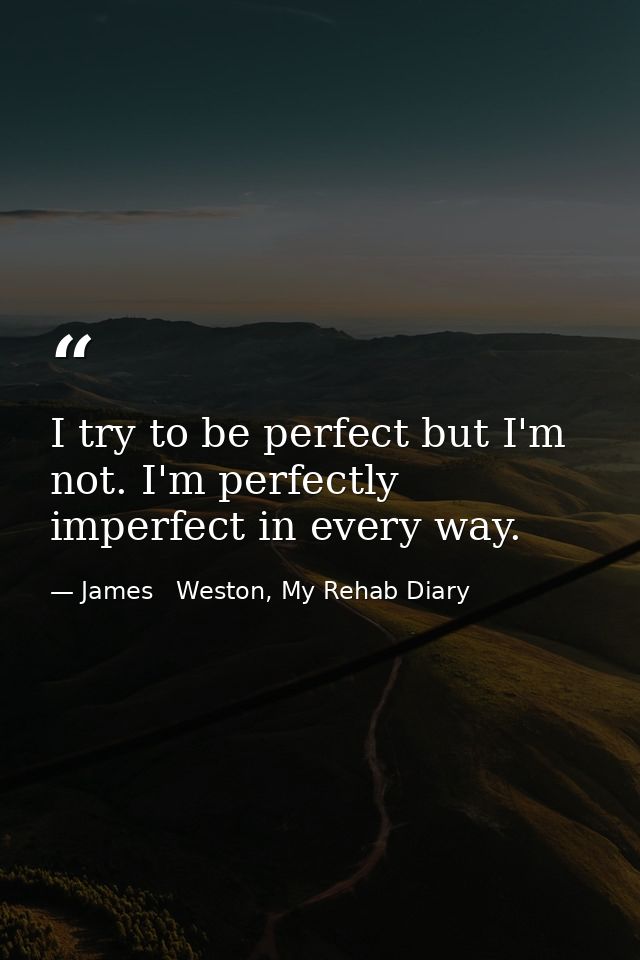 I try to be perfect but I'm not. I'm perfectly imperfect in every way. — James   Weston, My Rehab Diary