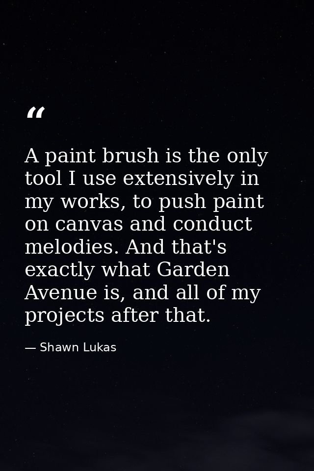 A paint brush is the only tool I use extensively in my works, to push paint on canvas and conduct melodies. And that's e — Shawn Lukas