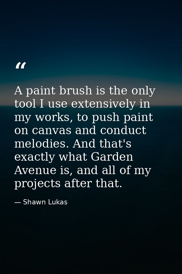 A paint brush is the only tool I use extensively in my works, to push paint on canvas and conduct melodies. And that's e — Shawn Lukas