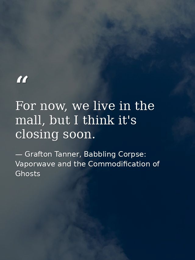 For now, we live in the mall, but I think it's closing soon. — Grafton Tanner, Babbling Corpse: Vaporwave and the Commodification of Ghosts