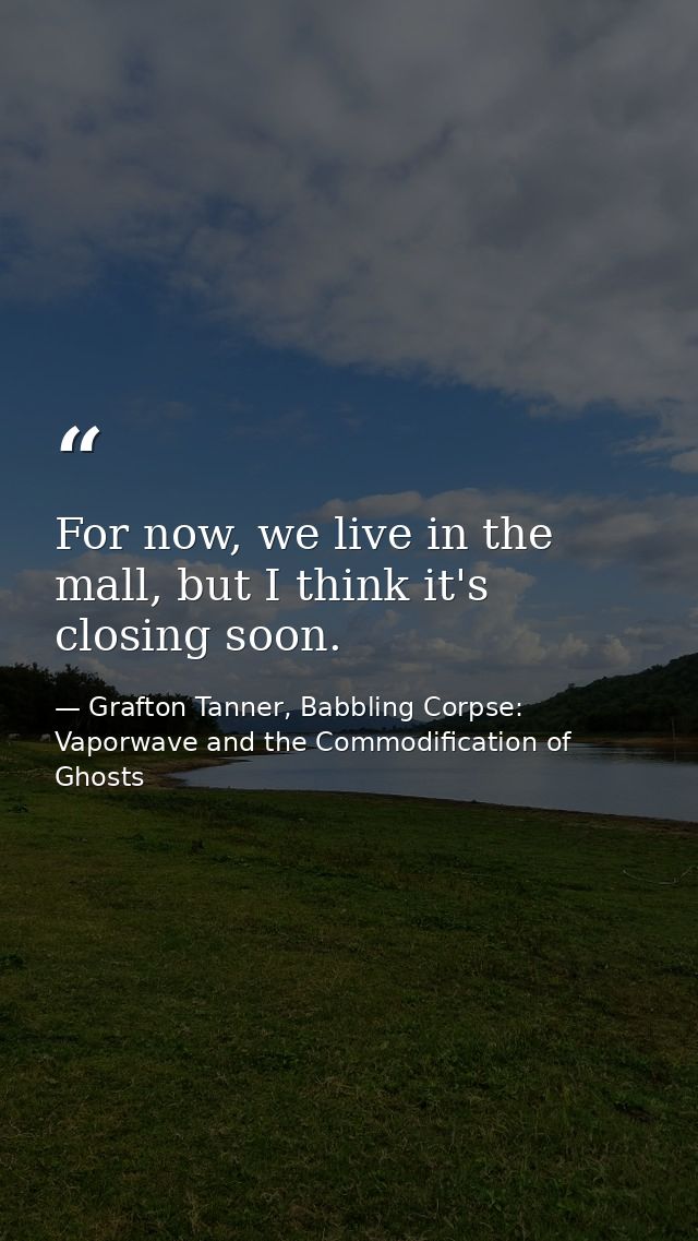 For now, we live in the mall, but I think it's closing soon. — Grafton Tanner, Babbling Corpse: Vaporwave and the Commodification of Ghosts