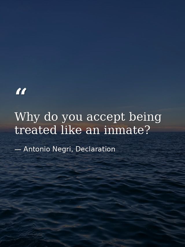 Why do you accept being treated like an inmate? — Antonio Negri, Declaration