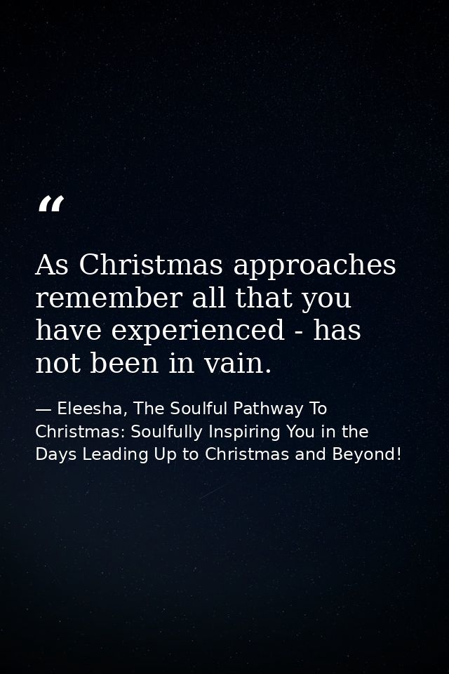 As Christmas approaches remember all that you have experienced - has not been in vain. — Eleesha, The Soulful Pathway To Christmas: Soulfully Inspiring You in the Days Leading Up to Christmas and Beyond!