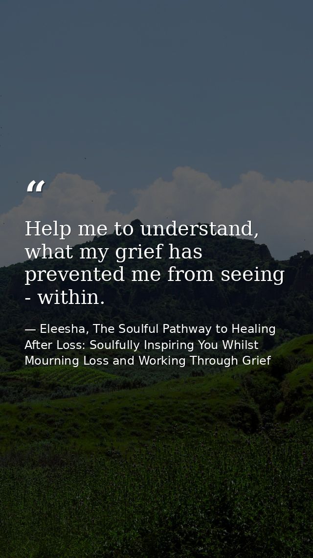Help me to understand, what my grief has prevented me from seeing - within. — Eleesha, The Soulful Pathway to Healing After Loss: Soulfully Inspiring You Whilst Mourning Loss and Working Through Grief
